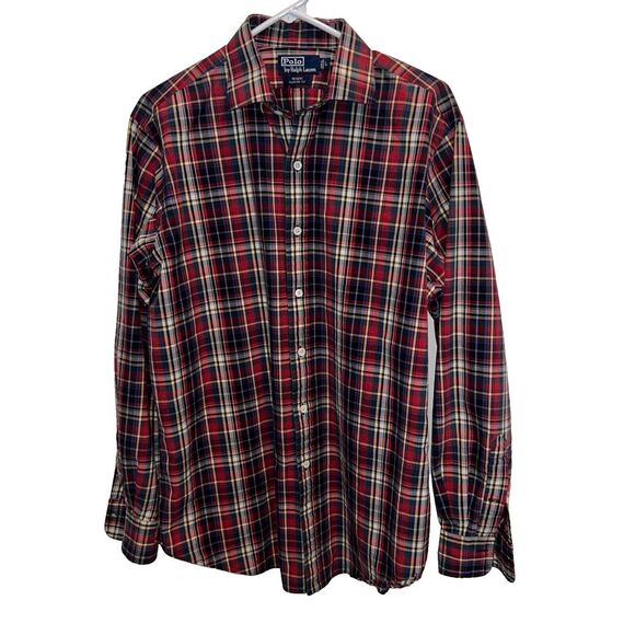 POLO Ralph Lauren Men's Regent Classic‎ Fit Long Sleeve Shirt Large Cotton Plaid - Picture 2 of 5